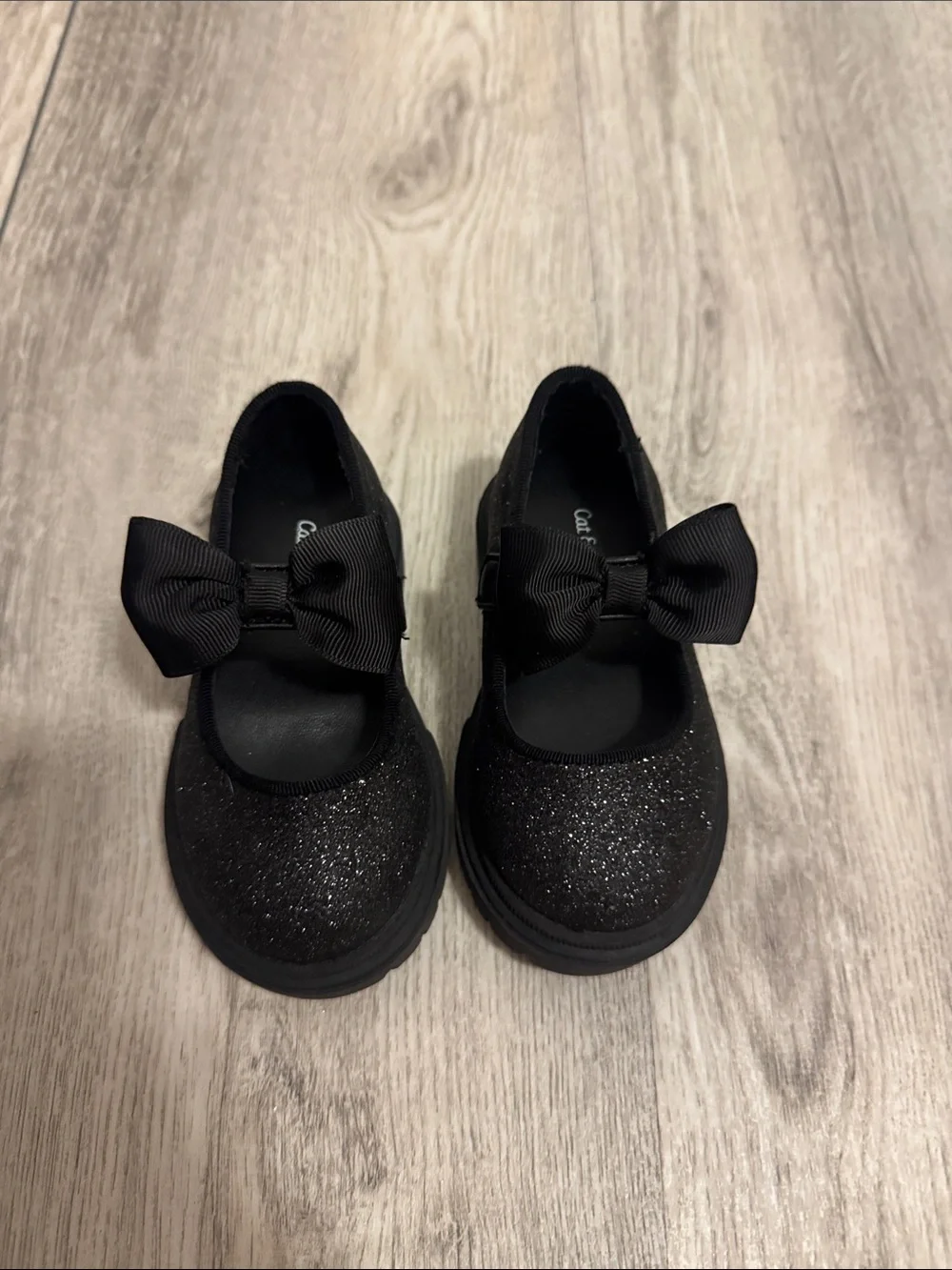 Cat & Jack Black Glitter Bow Mary Jane Shoes